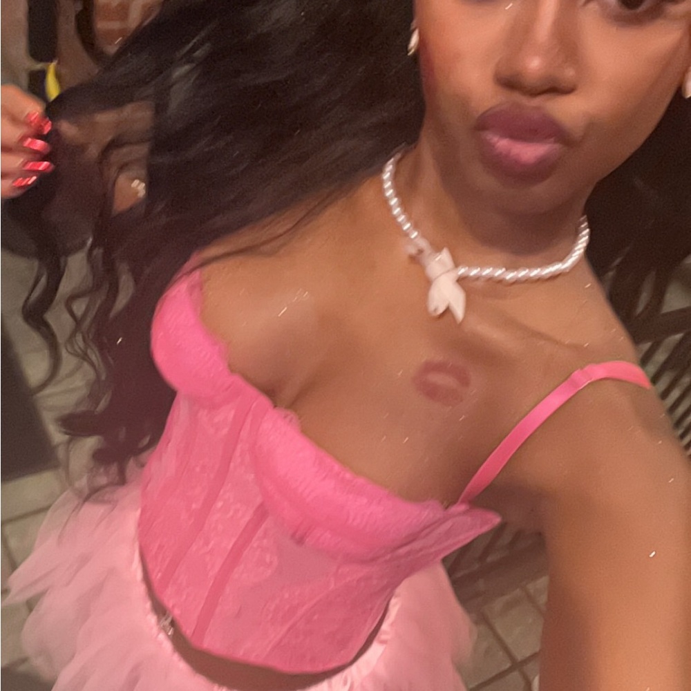Pink Lace Corset Top with Tulle Skirt